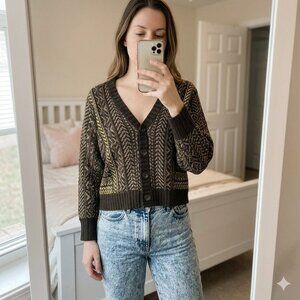 Rachel Roy Women's Cardigan Knit Sweater Small Whimsigoth Preppy Dark Academia